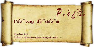 Pávay Ádám névjegykártya